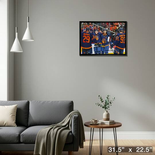 Leon Draisaitl, Connor McDavid, Darnell Nurse and Ryan Nugent-Hopkins 20" x 29" Framed Canvas Oilers Cel